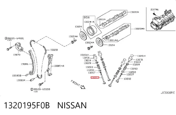 Válvulas de admisión 1320195F0B Nissan/Infiniti