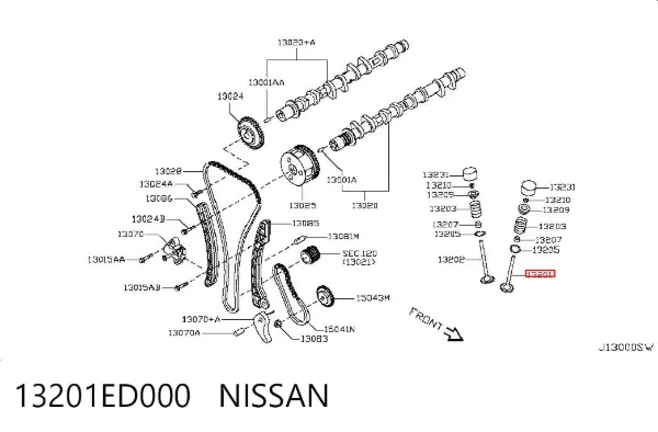 Válvulas de admisión 13201ED000 Nissan/Infiniti