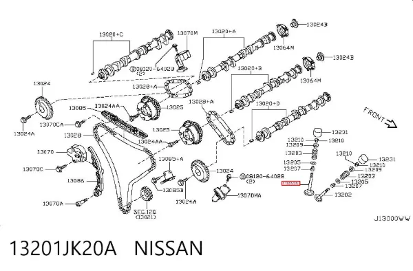 Válvulas de admisión 13201JK20A Nissan/Infiniti