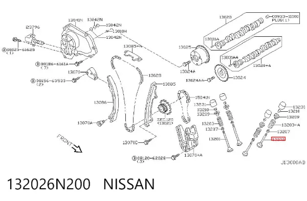Válvula escape 132026N200 Nissan/Infiniti