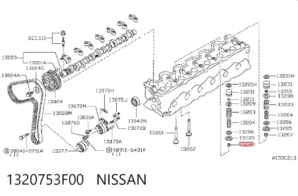 Retenes de válvulas 1320753F00 Nissan/Infiniti