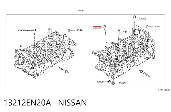 Guía de válvula de admisión 13212EN20A Nissan/Infiniti