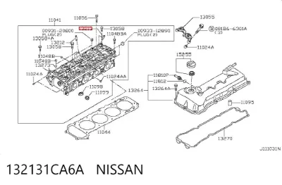 Guía de válvula de escape NISSAN 132131CA6A