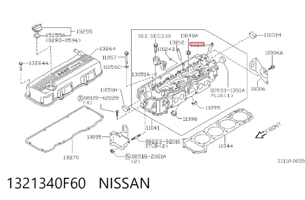Guía de válvula 1321340F60 Nissan/Infiniti