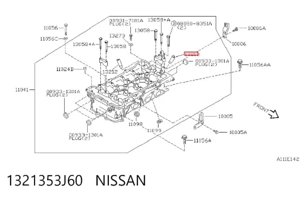 Guía de válvula de escape 1321353J60 Nissan/Infiniti