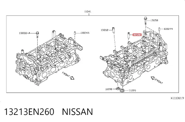 Guía de válvula de escape 13213EN260 Nissan/Infiniti