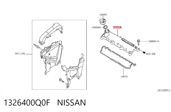 Tapa de balancines 1326400Q0F Nissan/Infiniti