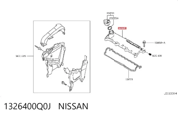 Tapa de balancines 1326400Q0J Nissan/Infiniti