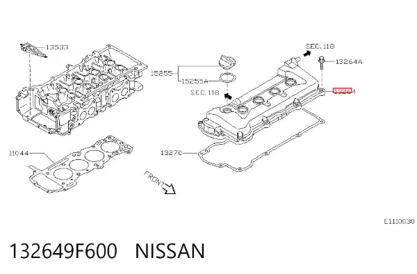 Tapa de balancines 132649F600 Nissan/Infiniti