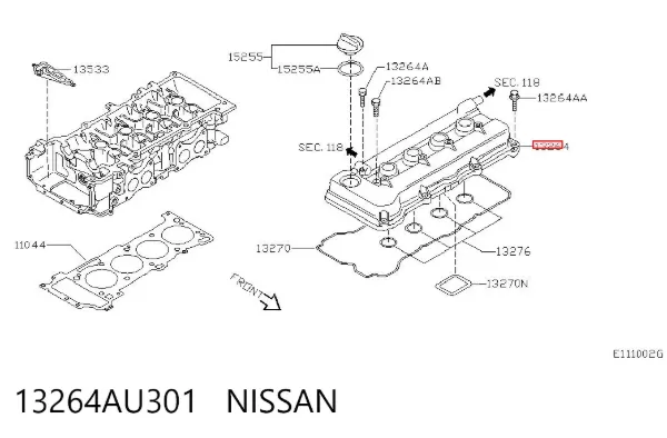 Tapa de balancines 13264AU301 Nissan/Infiniti
