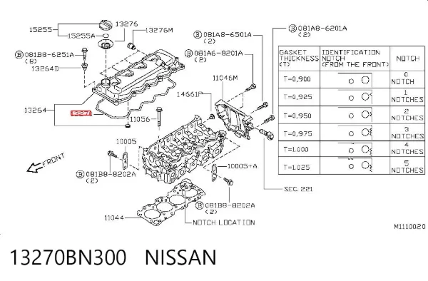 Junta tapa de balancines 13270BN300 Nissan/Infiniti