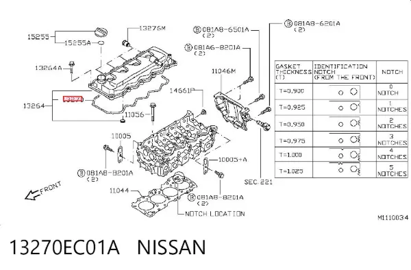Junta tapa de balancines 13270EC01A Nissan/Infiniti