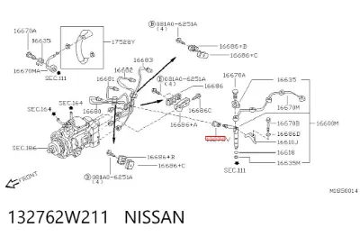Arandela de asiento del inyector NISSAN 132762W211