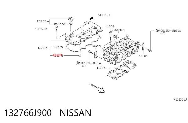 Anillo de sellado del pozo de la bujía 132766J900 Nissan/Infiniti