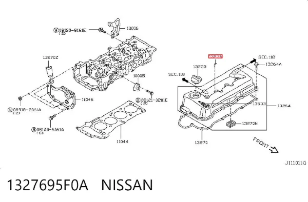Anillo de sellado del pozo de la bujía 1327695F0A Nissan/Infiniti