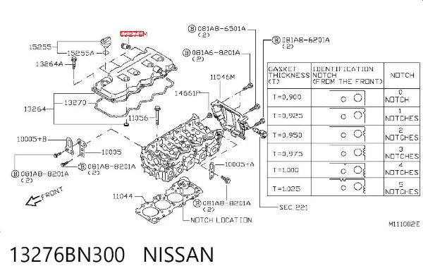 Anillo de sellado del pozo de la bujía 13276BN300 Nissan/Infiniti