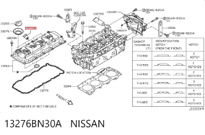 Anillo de sellado del pozo de la bujía NISSAN 13276BN30A