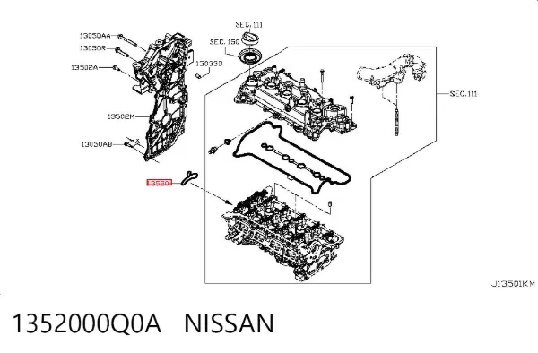 Junta de tapa frontal del motor 1352000Q0A Nissan/Infiniti
