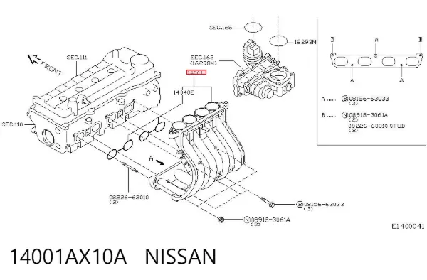 Colector de admisión 14001AX10A Nissan/Infiniti