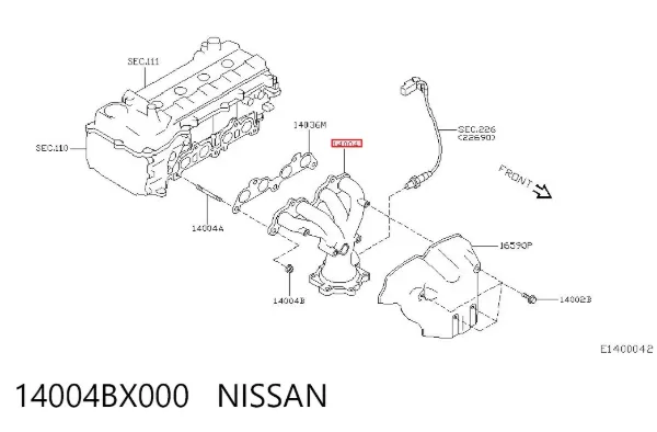 Colector de escape 14004BX000 Nissan/Infiniti