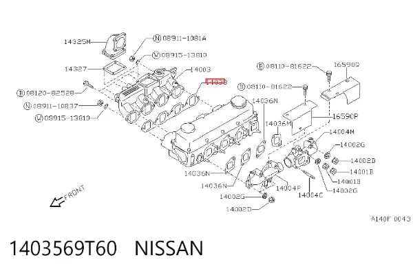 Junta de colector de admisión 1403569T60 Nissan/Infiniti
