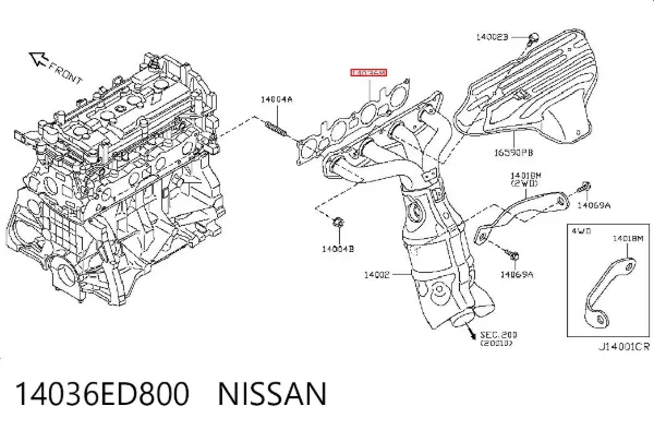 Junta colector escape 14036ED800 Nissan/Infiniti