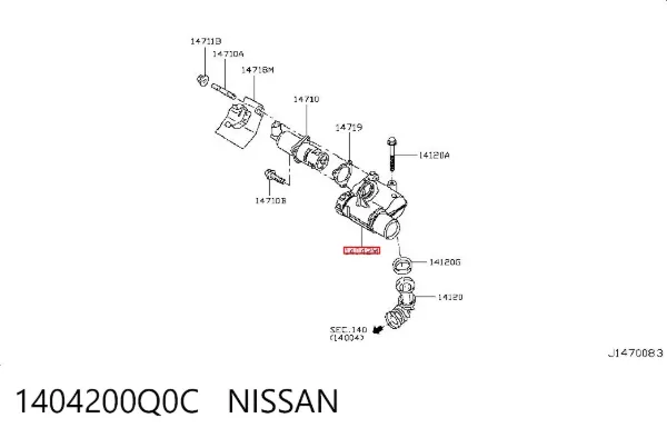 Tubería de combustible desde la bomba de cebado hasta la válvula de corte de combustible 1404200Q0C Nissan/Infiniti