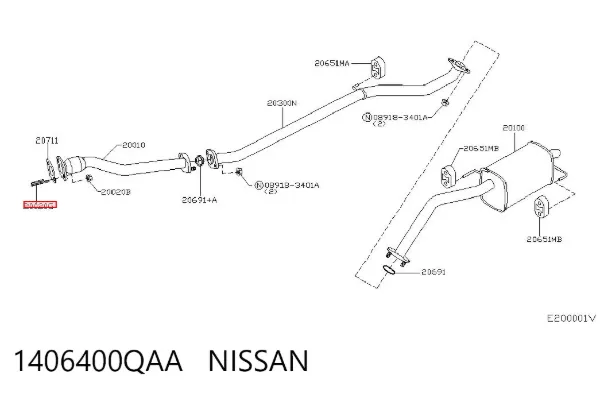 Espárrago del colector de escape 1406400QAA Nissan/Infiniti