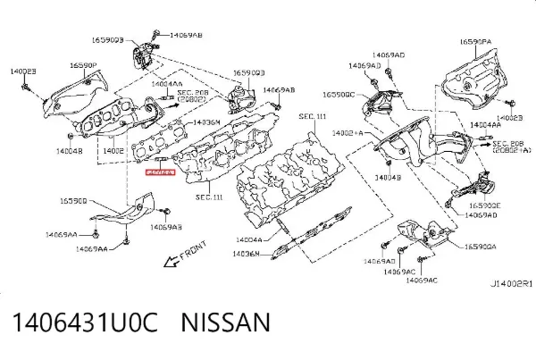 Espárrago del colector de escape 1406431U0C Nissan/Infiniti