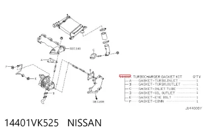 Anillo de sellado de la tubería de combustible NISSAN 14401VK525