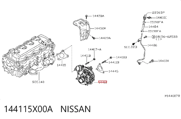 Turbocompresor 144115X00A Nissan/Infiniti