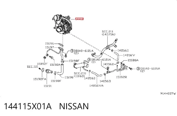 Turbocompresor 144115X01A Nissan/Infiniti