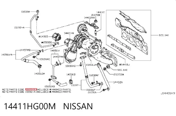Turbocompresor 14411HG00M Nissan/Infiniti