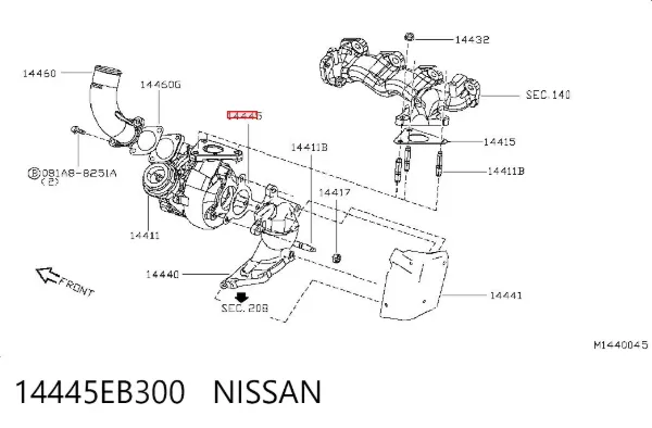 Junta de turbina de escape 14445EB300 Nissan/Infiniti