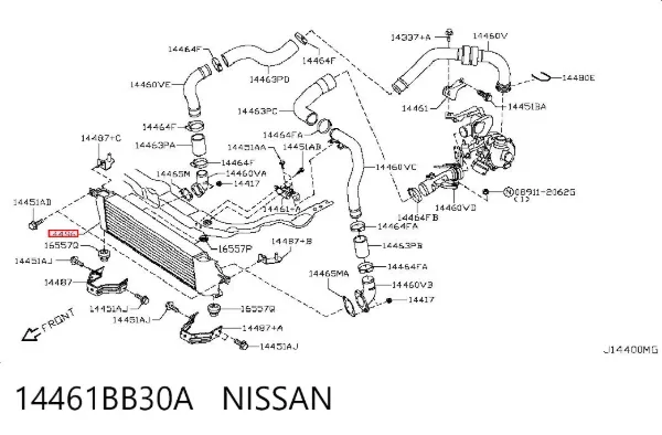 Intercooler 14461BB30A Nissan/Infiniti