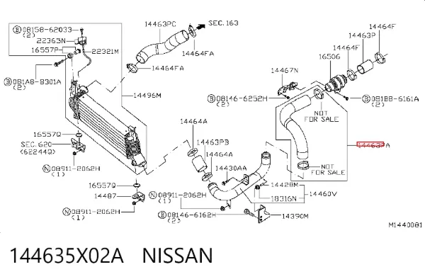 Tubo intercooler 144635X02A Nissan/Infiniti