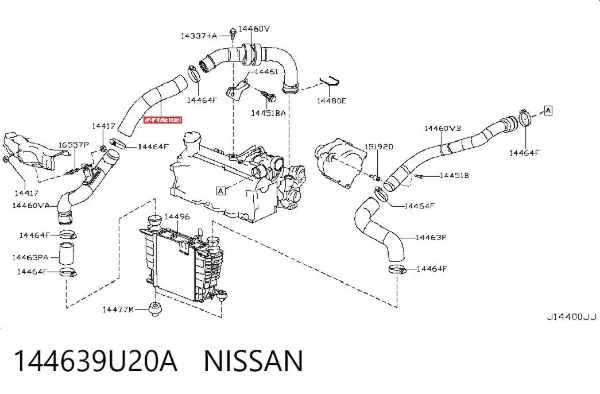 Tubo intercooler 144639U20A Nissan/Infiniti