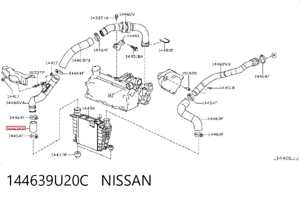 Tubo intercooler 144639U20C Nissan/Infiniti