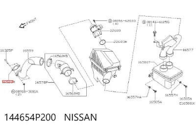 Junta de turbocompresor de admisión NISSAN 144654P200