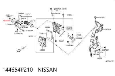Junta del medidor de flujo al filtro de aire NISSAN 144654P210