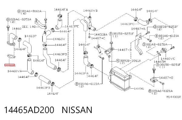 Junta de turbina de escape 14465AD200 Nissan/Infiniti