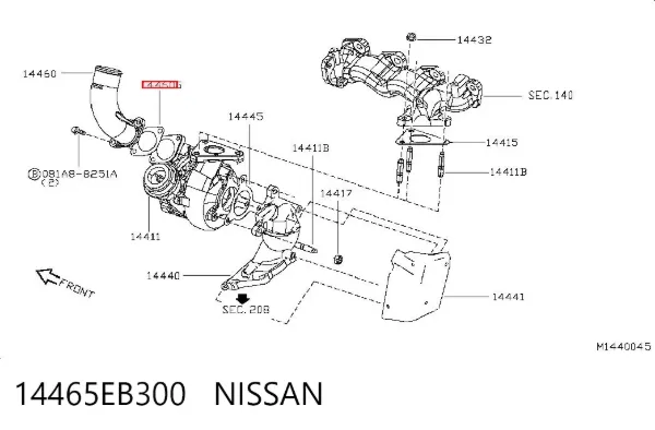 Junta de turbina de escape 14465EB300 Nissan/Infiniti