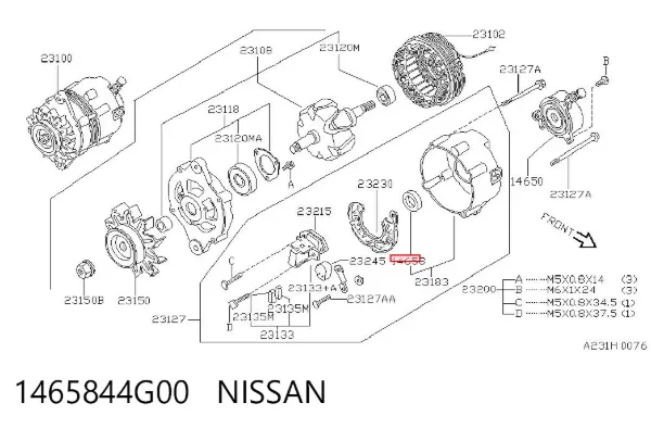 Retén del alternador 1465844G00 Nissan/Infiniti