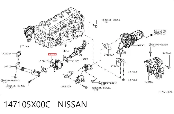 Válvula EGR 147105X00C Nissan/Infiniti