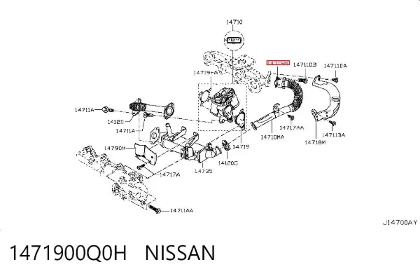 Junta colector escape 1471900Q0H Nissan/Infiniti