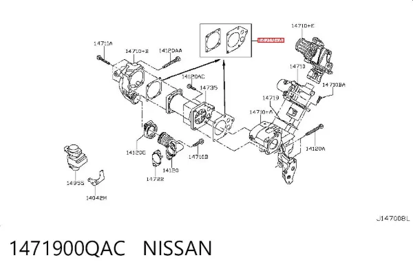 Junta de válvula EGR 1471900QAC Nissan/Infiniti