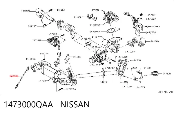 Sensor de temperatura de gases de escape de la válvula EGR 1473000QAA Nissan/Infiniti