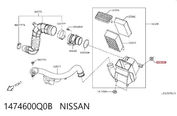 Soporte del filtro de aire 1474600Q0B Nissan/Infiniti
