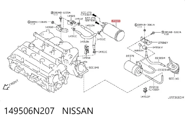 Filtro de carbón activado 149506N207 Nissan/Infiniti