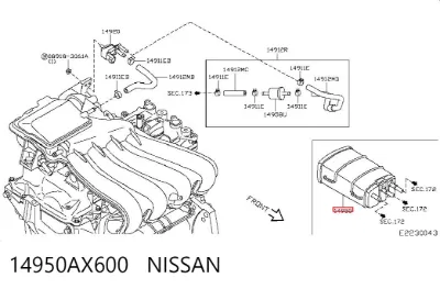 Absorbedor de vapores de combustible NISSAN 14950AX600